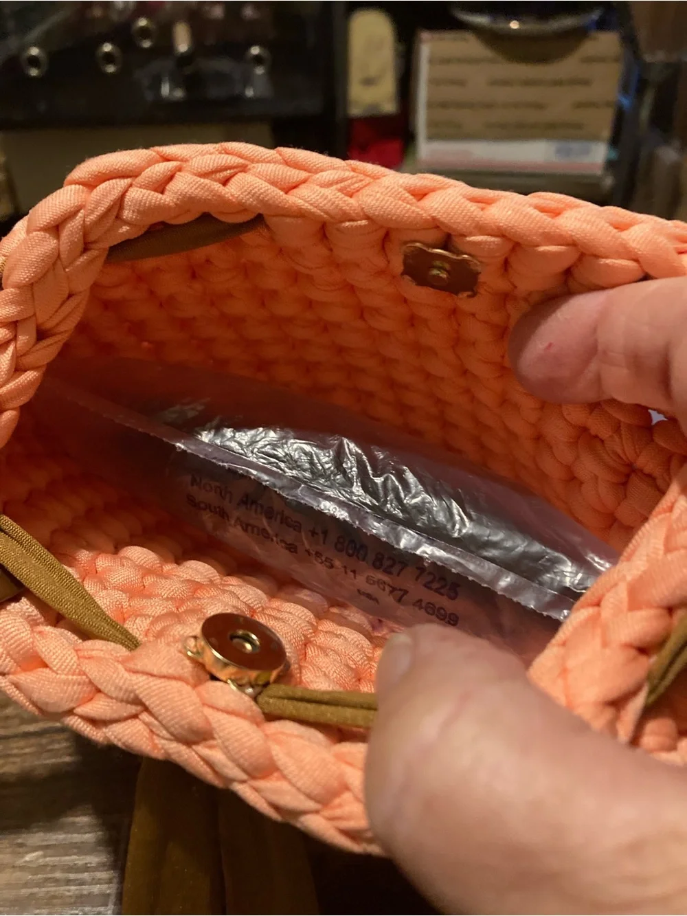 Handmade crocheted arm handle purse